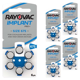 30 Bateria Pilha Auditiva 675 Implant Pro+ para implantes cocleares Rayovac 5 Cartelas