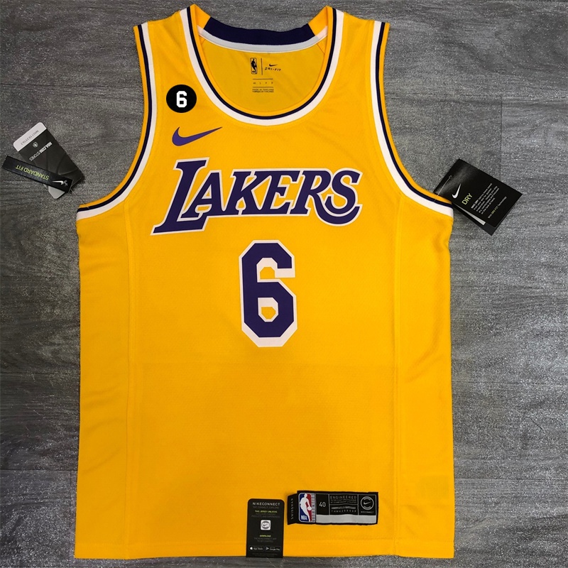 LBJ LeBron James # 6 Los Angles Lakers Camiseta De Basquete Amarelo Jersey imprensa quente - Desconto no Preço