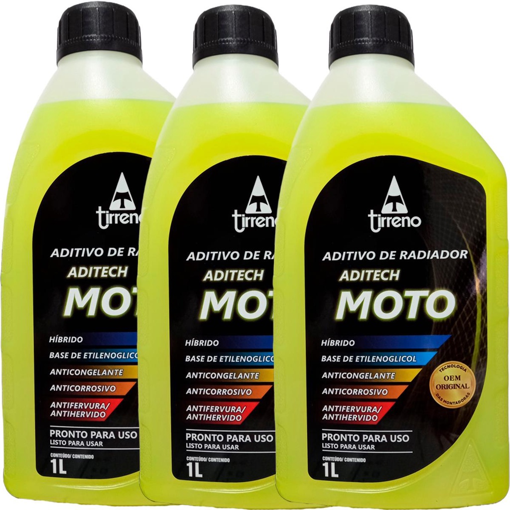 Kit Aditivo Fluido Radiador Para Moto Aditech Tirreno - 3 L