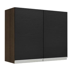 Armário de Cozinha Aéreo 80 cm 2 Portas Rustic/Preto Glamy Madesa