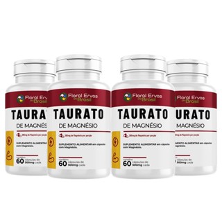 Kit 4 uni Taurato de Magnésio 500mg 60 cápsulas Magnesio Taurato