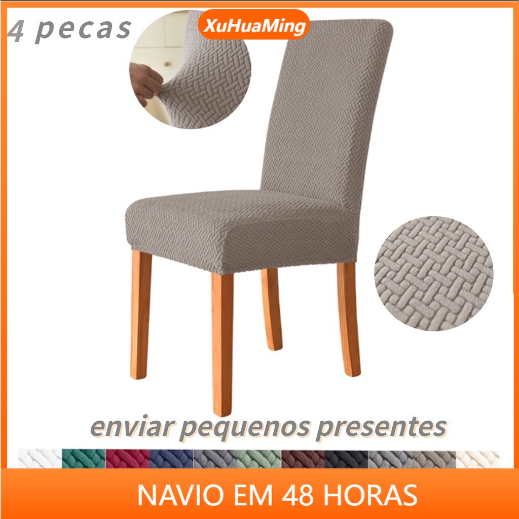 Kit 4 Capas De Cadeira Para Sala De Jantar , Capa Flexível , Protetor Removível Lavável em Oferta na Shopee