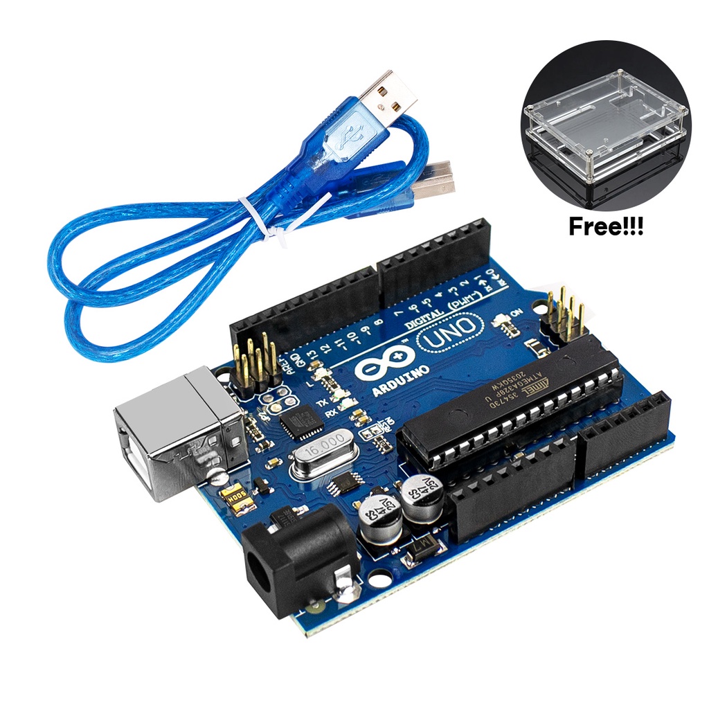 Estojo gr tis lafvin uno r3 placa atmega328 ch340g com cabo usb para