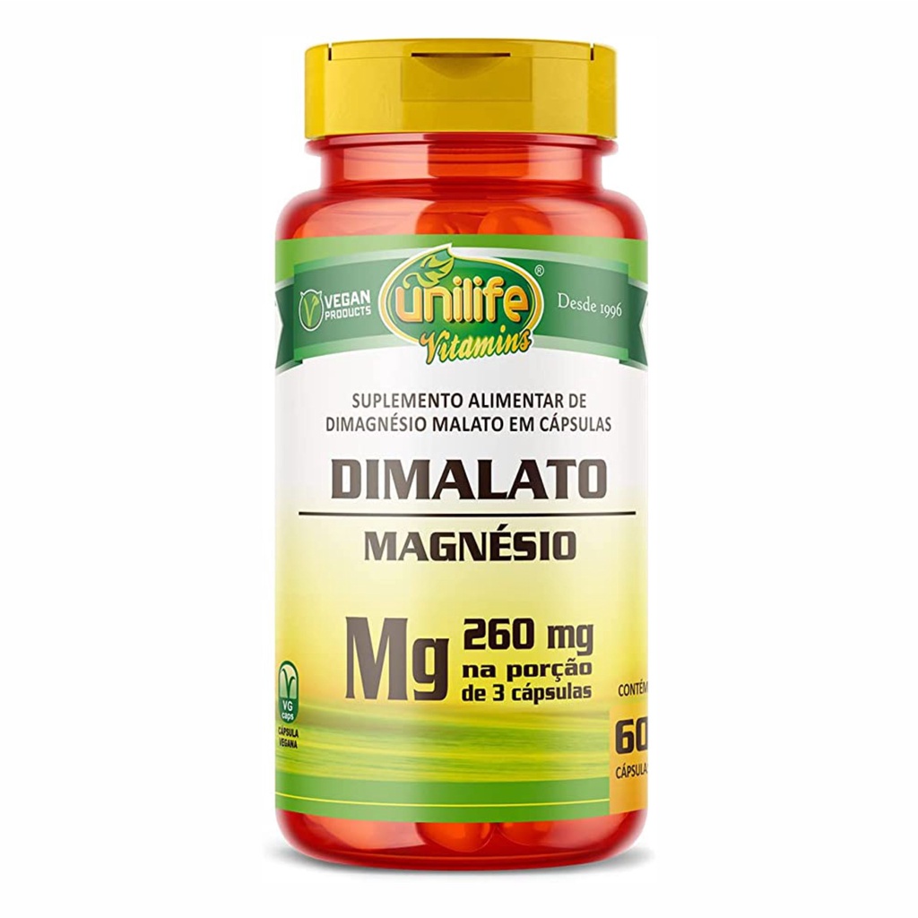 Magnésio Dimalato 810mg 60 Cápsulas - Unilife