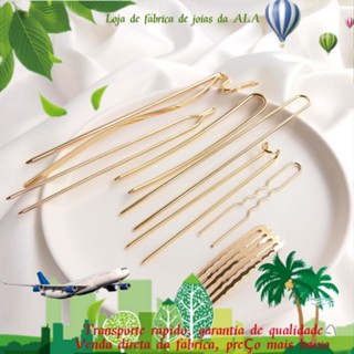 ?Joias DIY acessórios?14K Preservador De Cor Dourada Preservação Corpo Do Grampo De Cabelo Em Forma De U Garfo Dupla Haste Reta Material DIY Acessórios De Cabeleireiro Antigo[Acessórios para o cabelo/Pino de cabelo]