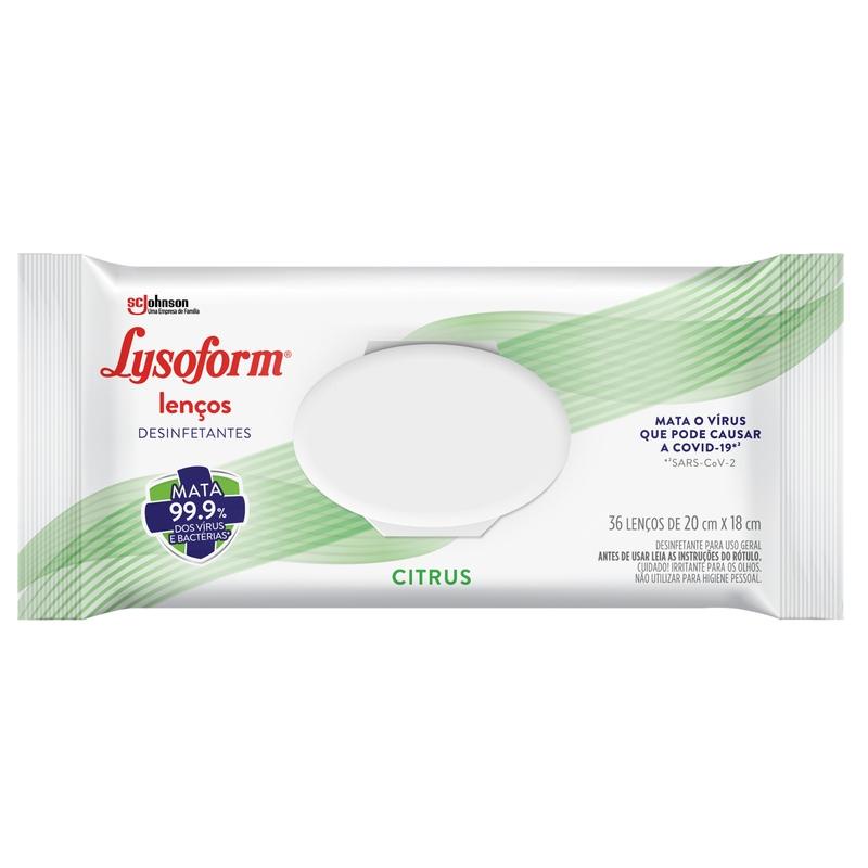 Lenço Umedecido Lysoform Desinfetante Citrus com 36 unidades em Oferta na Shopee