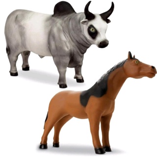 kit Cavalo + Touro Animais da Fazenda Brinquedos - Bee Toys em Oferta na Shopee