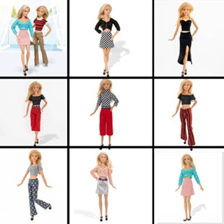 6 Pontos Barbie Boneca Vestir Roupas/30cm Vestido De Roupa Casual Calças
