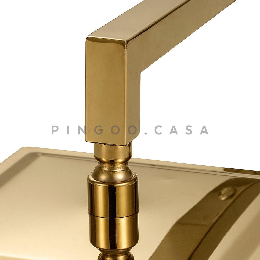 Detalhes do Ducha Chuveiro 20Cm Com Desviador Aço Inox 304 Mundaú Pingoo - Dourado