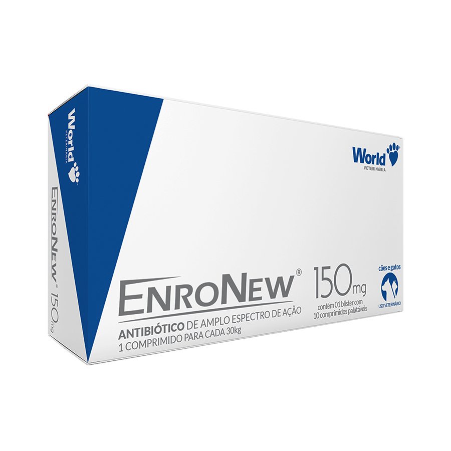Enronew 150mg Antibiótico Para Cães e Gatos Com 10 Comprimidos - Pets
