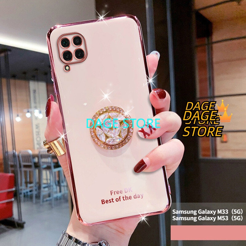 Para Samsung Galaxy M33 M53 5G Capa Do Telefone Galvanizada Bling Crystal Holder Cover Traseira Macia TPU