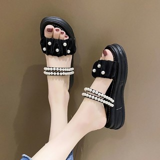 Nicho de Sandálias de Solo Grosso Sandálias Femininas de Verão Estudantes do Colégio de Verão 2023 Estilo Fada com Saia ins Trendy All-Match Flat