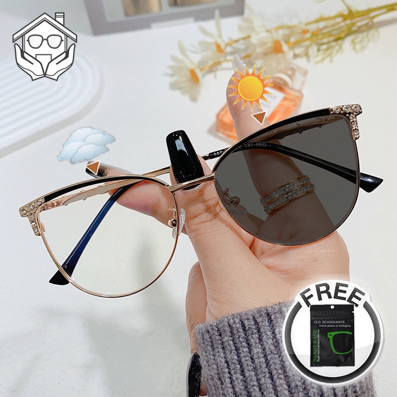 Óculos Fotocrômicos Anti-Radiação Para Mulheres Homens Lentes Substituíveis Molduras De Retro Estéticas De Vidro Transição Computador Legit Luz Azul