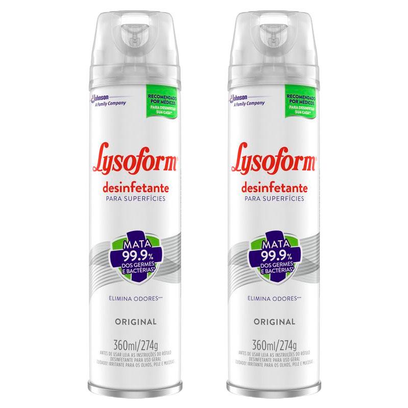 Kit 2 Desinfetante Lysoform Aerossol Uso Geral Original 360ml em Oferta na Shopee