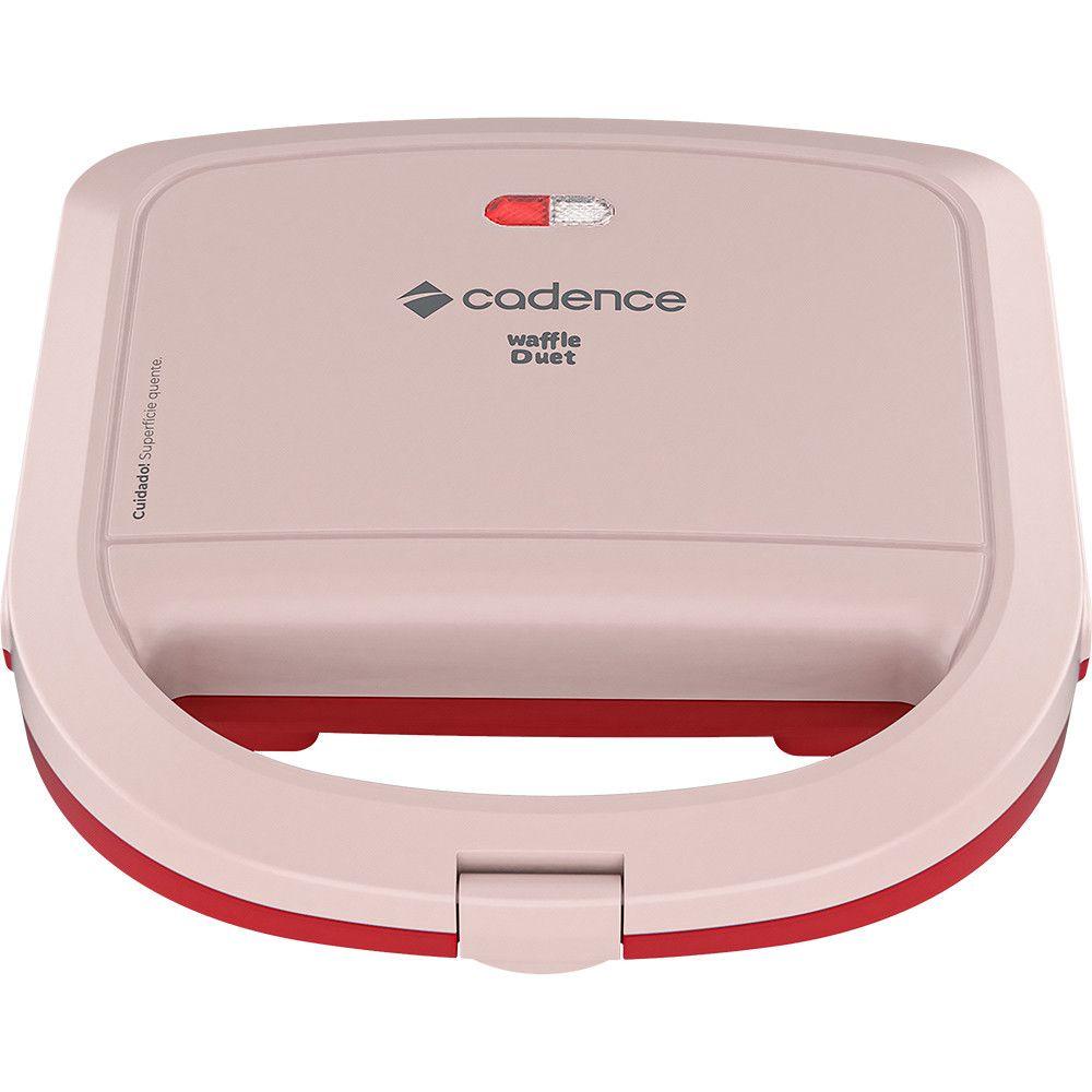 Máquina De Waffle Cadence WAF200 Duet Rosa Com Vermelho - Home Appliances