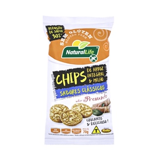 Chips de Arroz Integral e Milho sabor Presunto 70g - NaturalLife em Oferta na Shopee