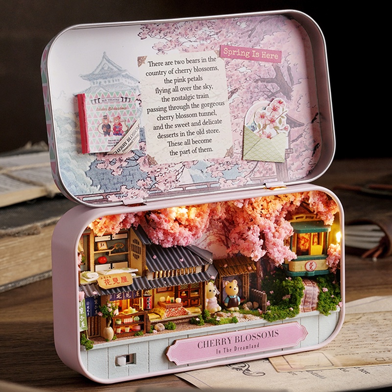 Cutebee Diy Dollhouse Miniatura Doll House Furniture Box Theatre Kit De Construção Com Luzes Modelo Brinquedos Para Crianças Presentes De Aniversário