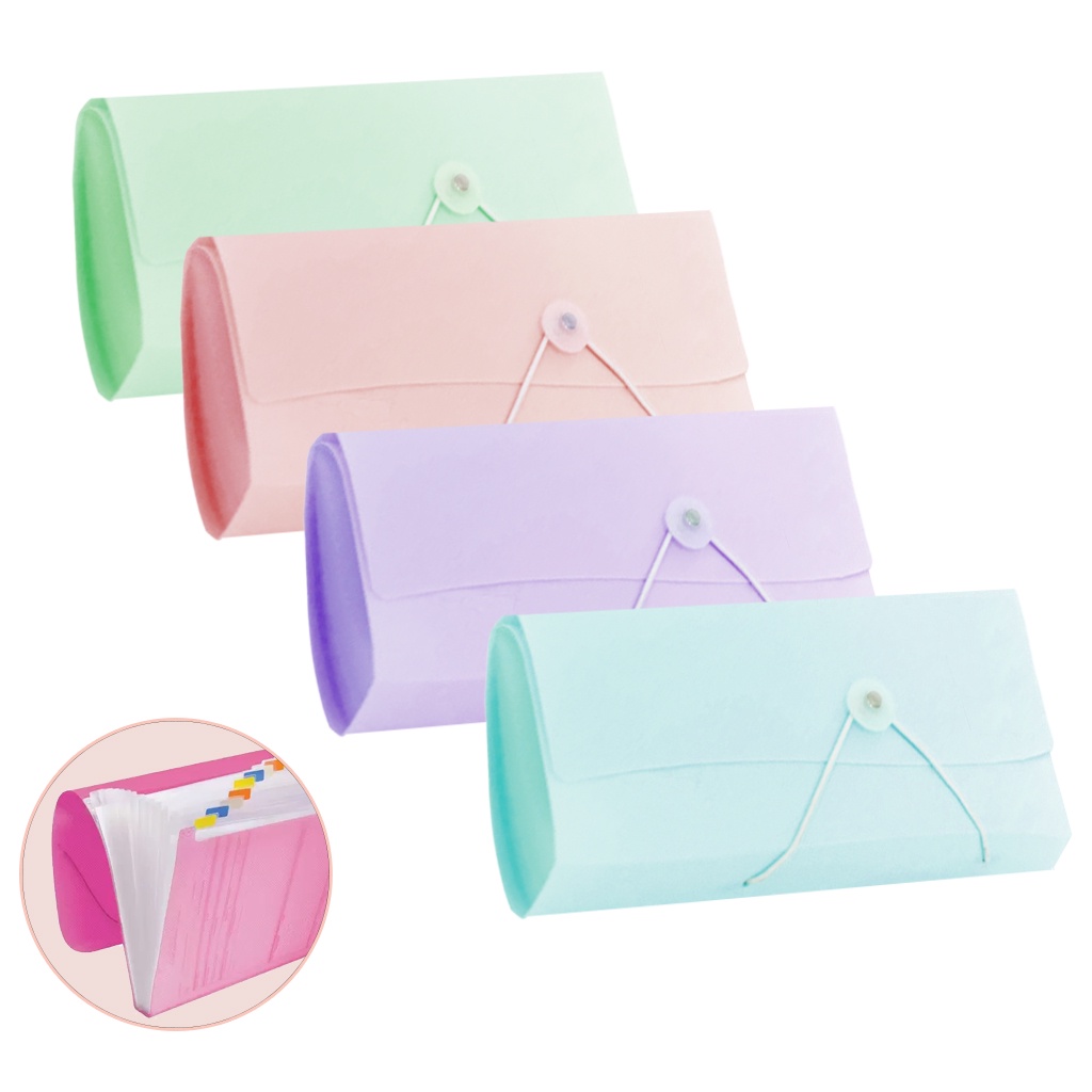 Pasta Sanfonada Cheque  12 Divisórias Candy Color Office