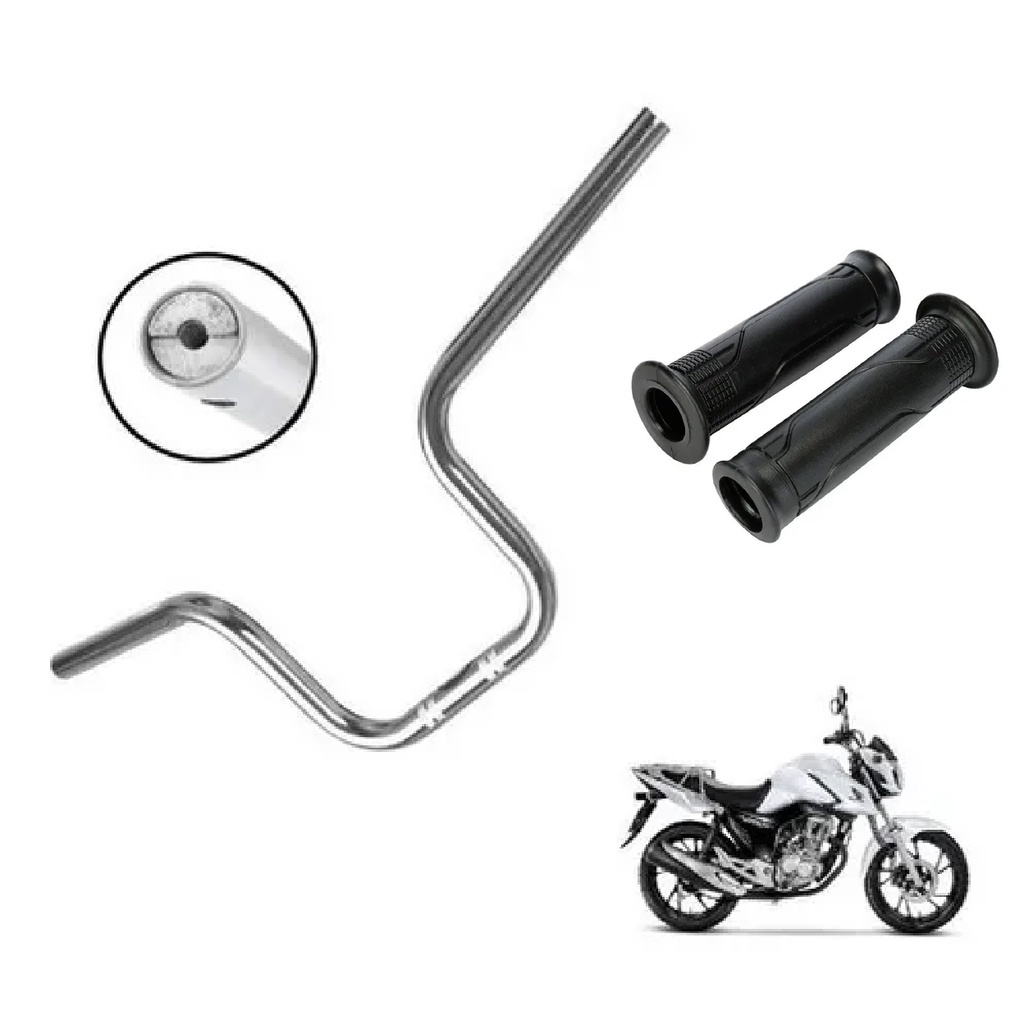Guidão Com Rosca Manopla Moto Cargo Pcx Cg Fan Titan 125/150/160 Cromado