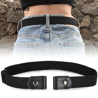Lovito Casual Plain Elástico Correia L38ED015 (Preto / Marrom)