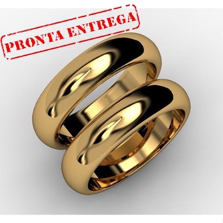 Par De Alianças Ouro 18k Banhada Tradicional 6mm em Oferta na Shopee