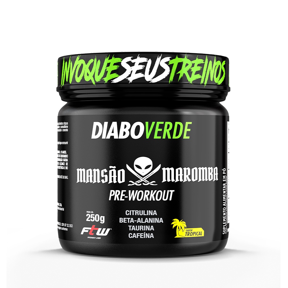 Diabo Verde Mansão Maromba Pre-Workout 250g Ftw - Pré Treino Com Beta Alanina, Citrulina, Cafeína e Taurina - Toguro