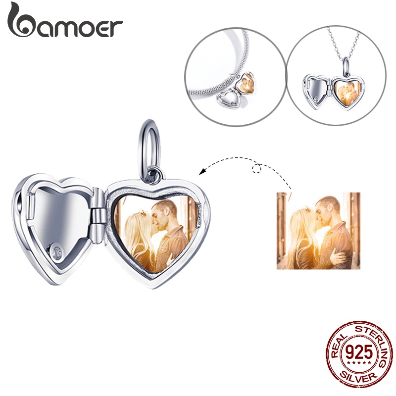 Bamoer Caixa De Fotografia Personalizada Única Coração Pingente Fit DIY Pulseira & Colar Presentes BSC102