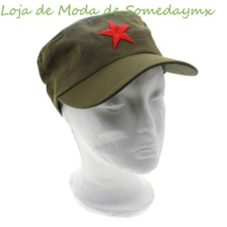 SOMEDAYMX Chapéus Militares De Patrulha Plana Verde Algodão Vermelho Retro Unisexo Vintage Boné Do Exército/Multicolor