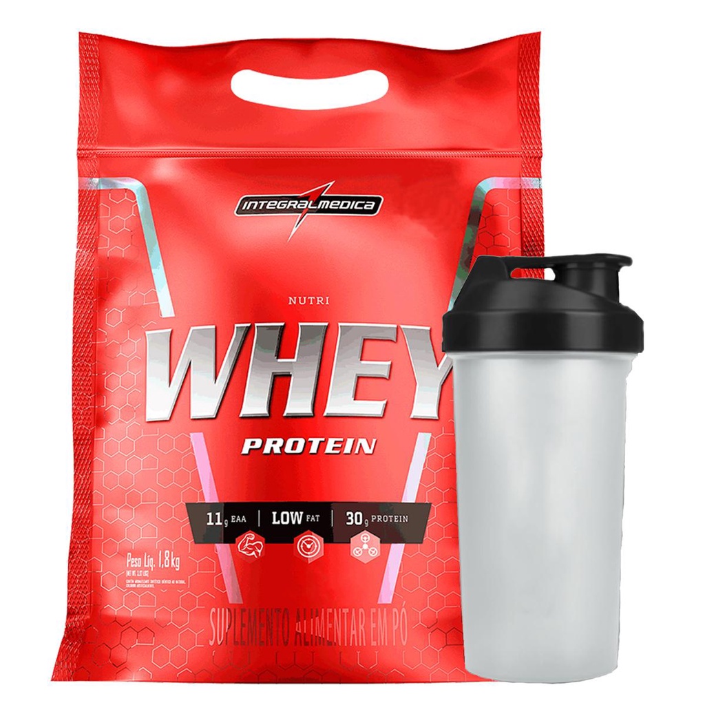 Whey protein Nutri Isolado Concentrado Baunilha 1,8Kg Refil + Coqueteleira - Integralmedica