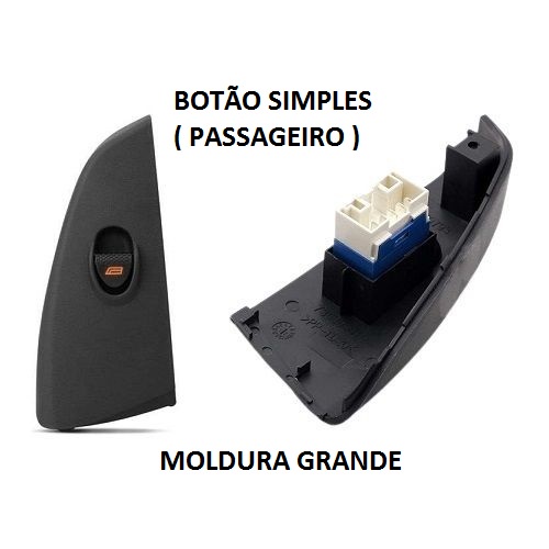 Botão Interruptor Vidro Elétrico Palio Siena Strada Fire Simples Moldura Grande