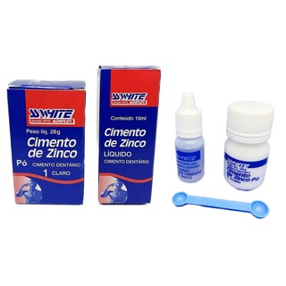 Kit Cimento Fosfato de Zinco Pó Claro 28g + Líquido 10ml - SSWHITE