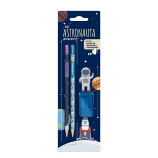 KIT LÁPIS HB ASTRONAUTA 2 LÁPIS/ APONTADOR/ BORRACHA BLISTER