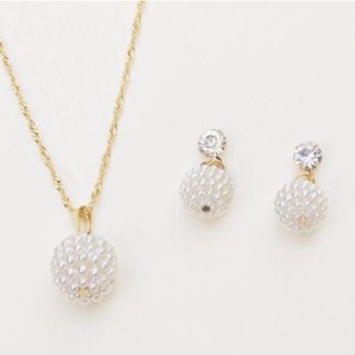 Conjunto Colar E Brinco Caixinho de Uva Branco Folheado