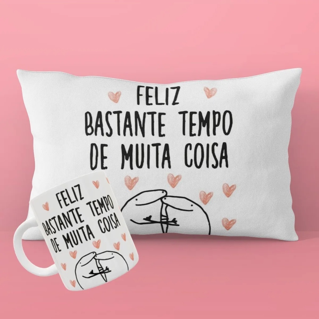 Almofadinha + Caneca Presente dia dos Namorados Esposa Flork Palito Meme