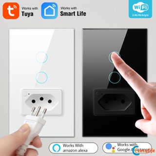 Interruptor de Toque inteligente Wifi Painel Tomada Tomada Brasil Padrão Preto/branco Painel de Vidro Funciona Com Alexa Tuya Google COSYLIFE