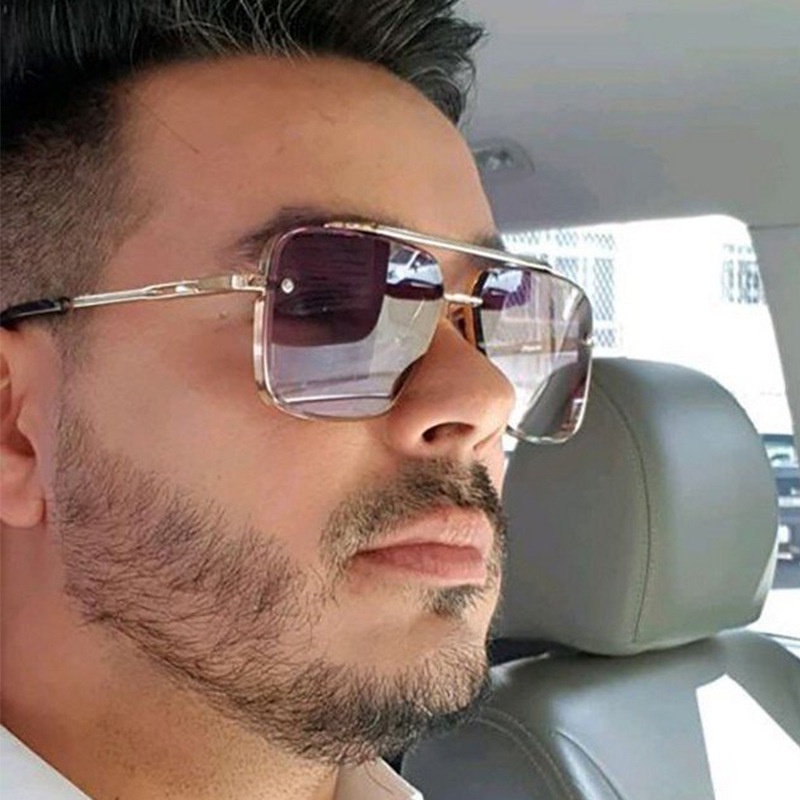 Óculos De Sol Masculino Quadrados Vintage De Metal Proteção UV400 em Oferta na Shopee