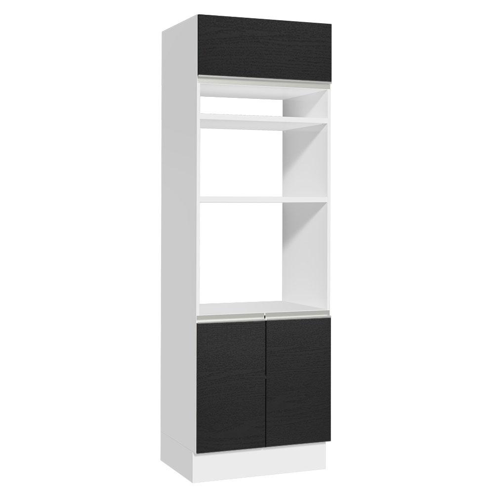 Torre Quente Armário de Cozinha 70 cm 3 Portas Branco/Preto Glamy Madesa em Oferta na Shopee