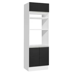 Torre Quente Armário de Cozinha 70 cm 3 Portas Branco/Preto Glamy Madesa