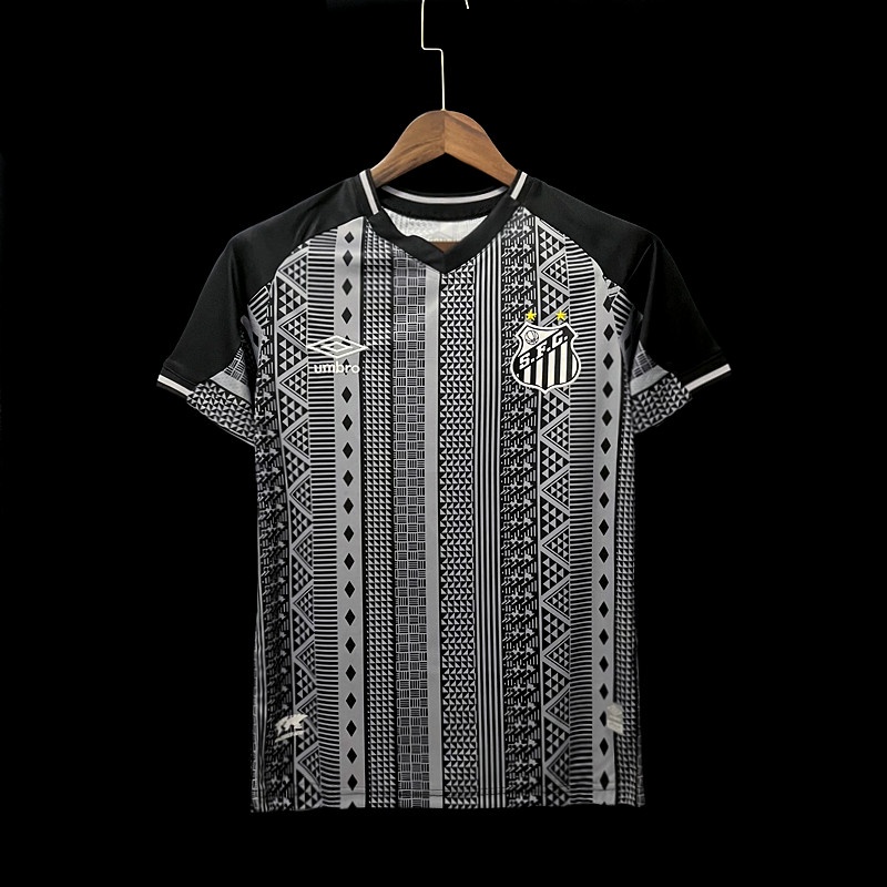 Versão Do Ventilador De Futebol Da 2022/2023 Temporada Santos Camisa Listrada Preta De Alta Qualidade