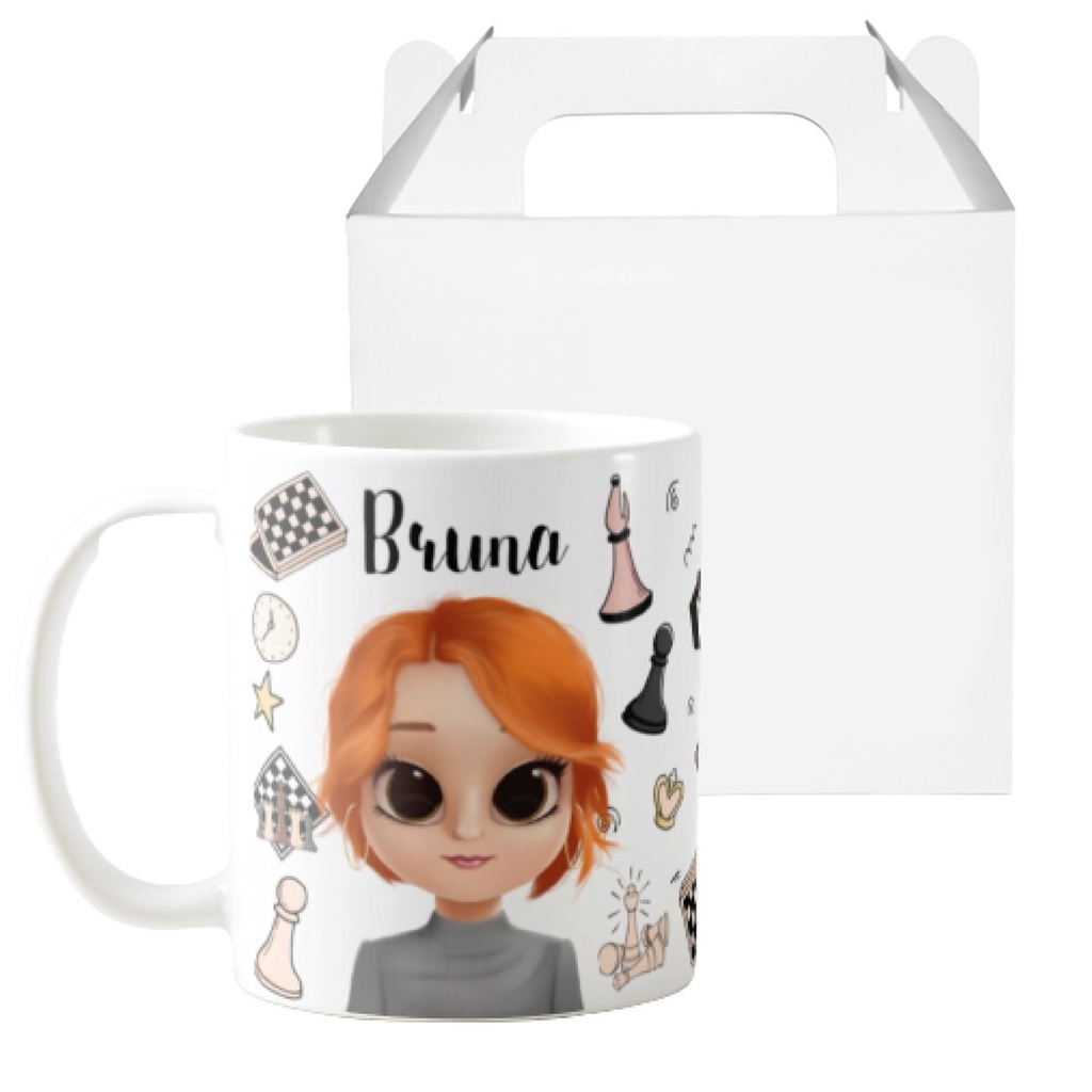 Caneca Personalizada Jogo de Xadrez Presente Jogador Tabuleiro Avatar