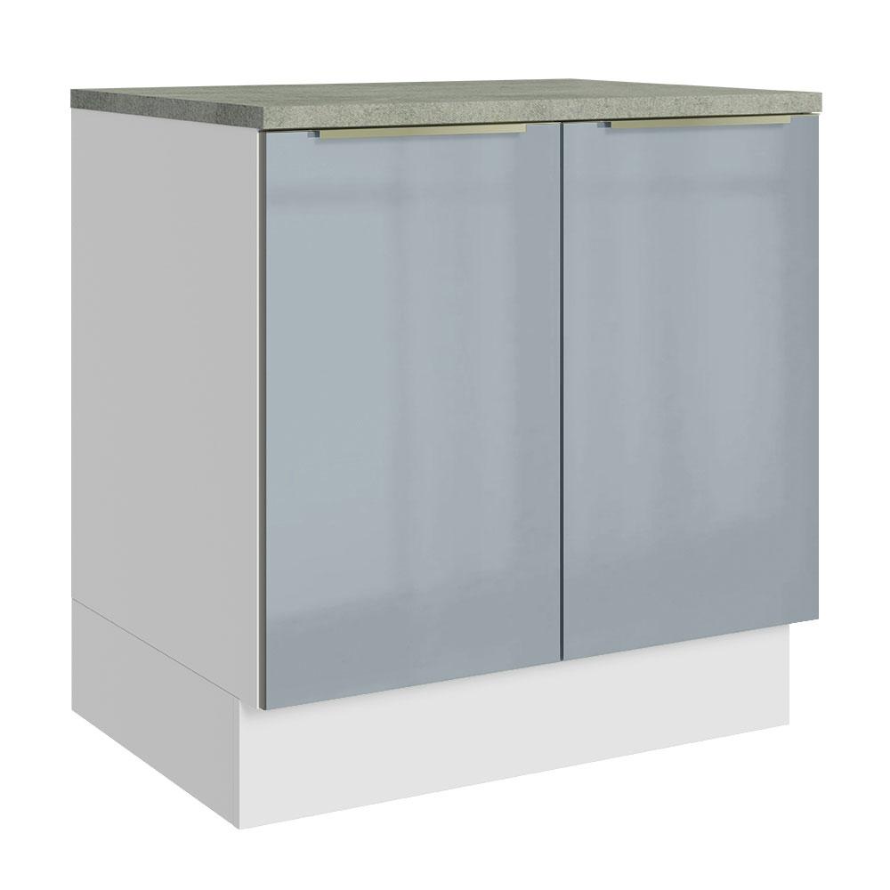 Balcão 80 cm 2 Portas Branco/Cinza Lux Madesa