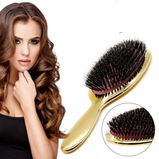 Luxo Ouro E Prata Javali Cor De lBristle Padde Escova Oval Para Cabelo Anti-Estática Pente Cabeleireiro Massagem