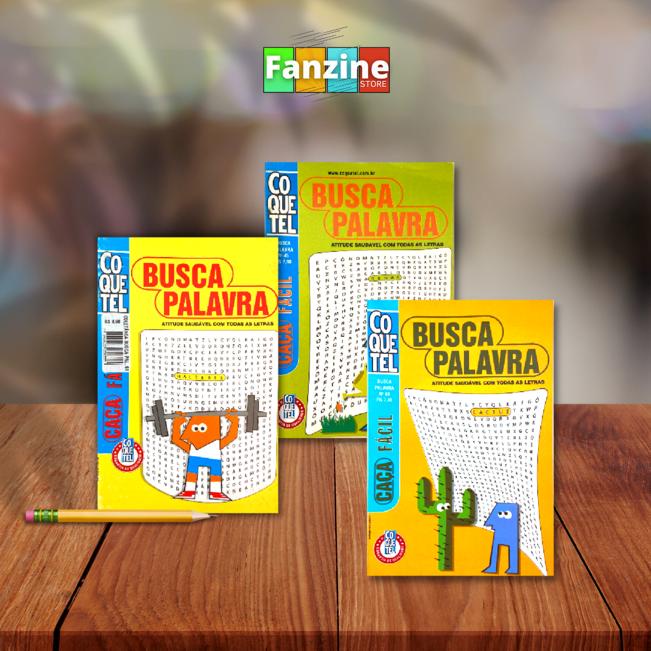 Kit com 3 Caça Palavras - Busca Palavra Fácil - 2 em 1 - Coquetel