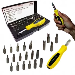 Jogo De Ponta Bits Ponteira Para Parafusadeira Com Chave Manual 40 Peças Torx Allen Profissional