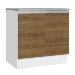 Balcão Armário de Cozinha 80 cm 2 Portas Branco/Rustic Glamy Madesa
