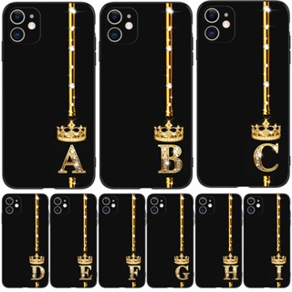 Estojo Para iphone 11 Capa Protetora À Prova De Choque Tpu Soft Silicone Preto Letras Douradas A B R S V