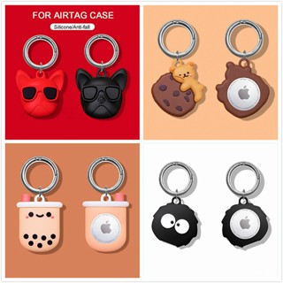 Capa de cachorro de desenho animado em 3D, capa de silicone para Airtag, localizador de chá de leite de gato, rastreador, capa protetora para Apple Airtags
