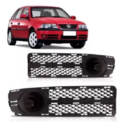 Par Grade Moldura Milha Gol Parati Saveiro G3 2003 2004 2005 Fase 2 Sem Furo Preto