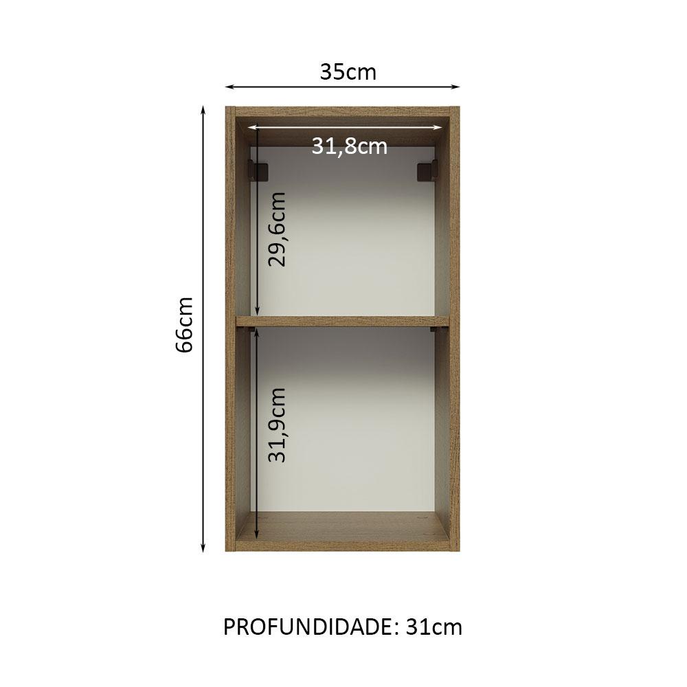Detalhes do Armário de Cozinha Aéreo 35 cm 1 Porta Rustic/Preto Glamy Madesa