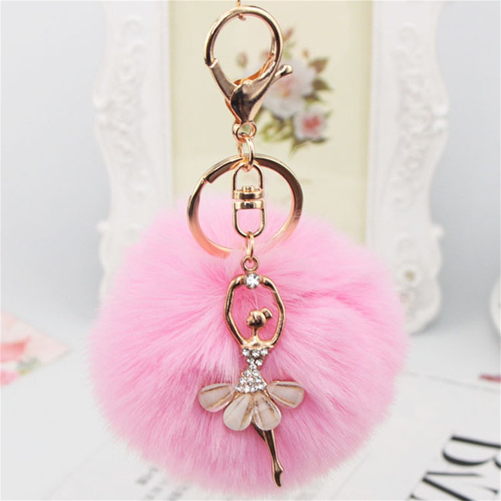 Chaveiro Bola De Pelo Bonito Moda Strass Para Ballet Menina Mulheres Carro Pompom Bolsa Pingente Acessórios Joias